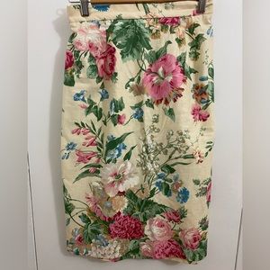 00% Cotton Floral Skirt Size 8 Women Handmade Made in USA